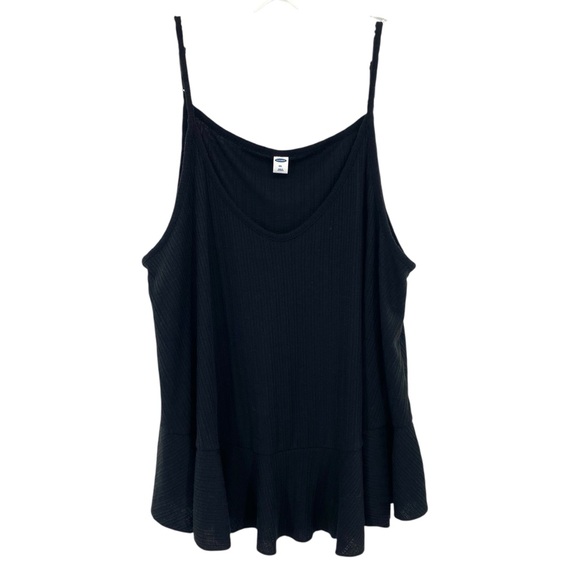 Old Navy Tops - Old Navy Women’s Linen Blend Black Ribbed Ruffle Tank Top